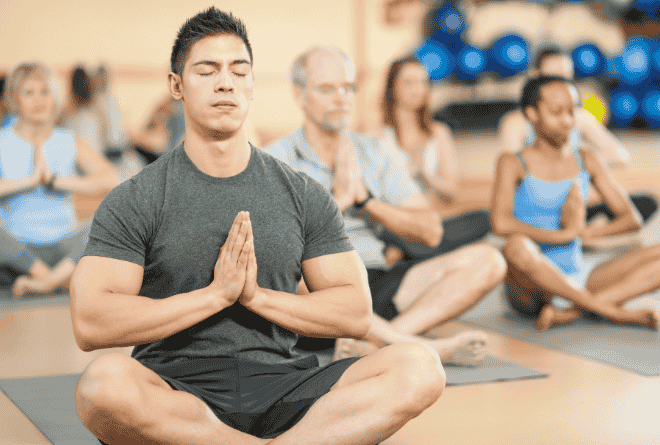 man doing yoga pose