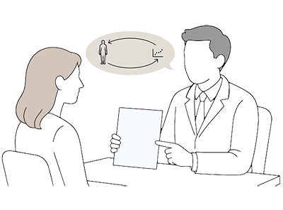 Illustration of a doctor explaining a process to a patient