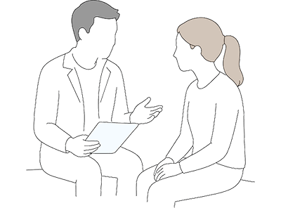 Illustration of a doctor consulting with a patient